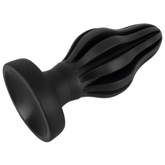 ANOS - super měkké, žebrované anální dildo - 5 cm (černé)