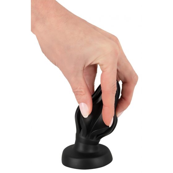 ANOS - super měkké, žebrované anální dildo - 5 cm (černé)