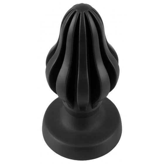 ANOS - super měkké, žebrované anální dildo - 7 cm (černé)