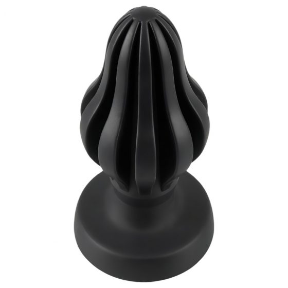 ANOS - super měkké, žebrované anální dildo - 7 cm (černé)