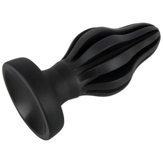 ANOS - super měkké, žebrované anální dildo - 7 cm (černé)