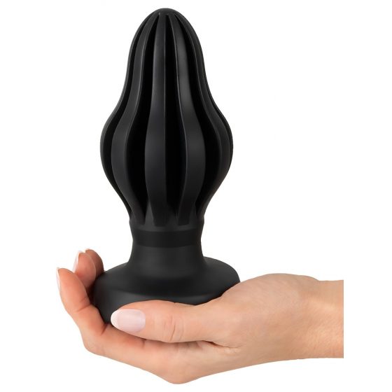 ANOS - super měkké, žebrované anální dildo - 7 cm (černé)