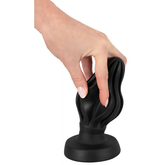 ANOS - super měkké, žebrované anální dildo - 7 cm (černé)