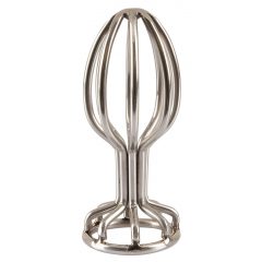   ANOS Metal (2,8 cm) - anální dildo z oceli v kleci (stříbrné)