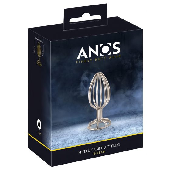 ANOS Metal (3,8 cm) - anální dildo s kovovou klecí (stříbrné) 