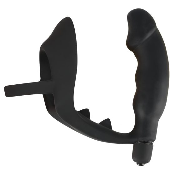 You2Toys Black Velvets Ring& Vibro Plug - krúžok na penis a semenníky s análným vibrátorom (čierny)