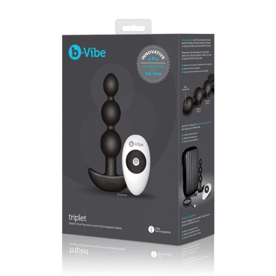 b-Vibe - dobíjecí anální vibrátor s trojitými korálky (černý)