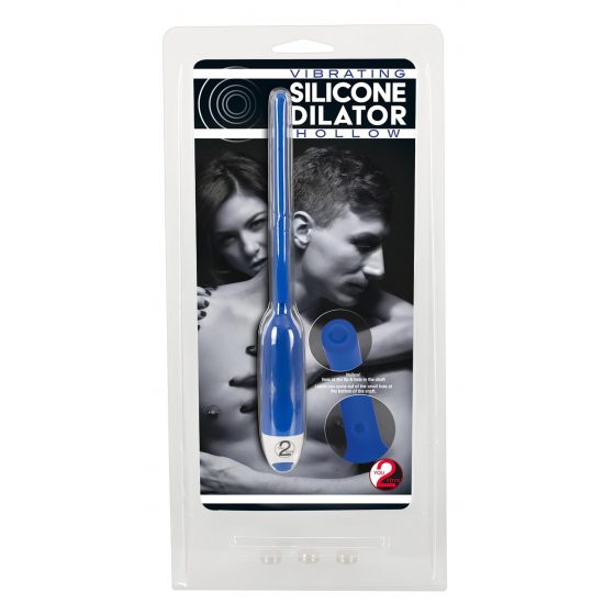 / You2Toys Vibrating Silicone Dilator Hollow - dutý silikonový vibrátor močové trubice - modrý (7mm)