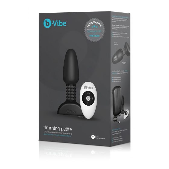 b-Vibe Rimming - rotační anální vibrátor s korálky (černý)