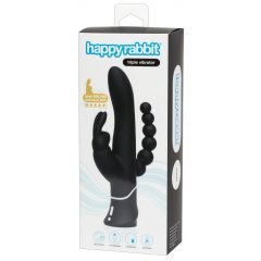   Happyrabbit Triple - dobíjecí klitorální a anální vibrátor (černý)