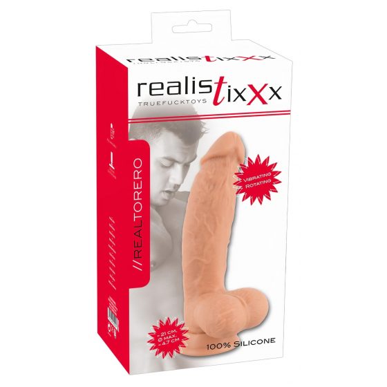 realistixxx Torero - nabíjecí realistický rotační vibrátor s přísavkou (22cm)