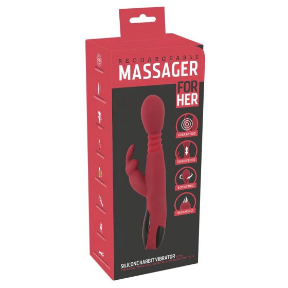 You2Toys - Massager for her - nabíjecí vibrátor na bod G s rotací, ohřevem a posuvem (červený)