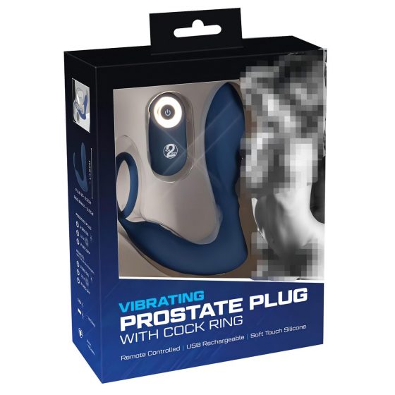 You2Toys Prostata Plug - nabíjecí anální vibrátor s kroužkem na penis a dálkovým ovladačem (modrý)