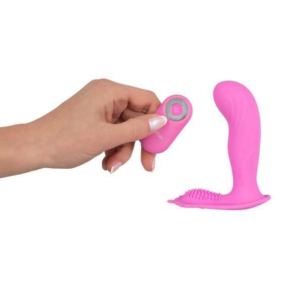 SMILE G-Spot Panty - akumulátorový, rádiově ovládaný připínací vibrátor (růžový)