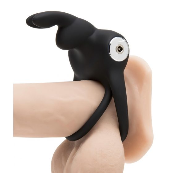 Happyrabbit Cock - vodotěsný, akumulátorový kroužek na penis a varlata (černý)