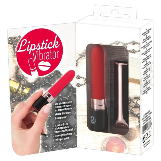 You2Toys Lipstick - nabíjecí růžový vibrátor (červeno-černý)