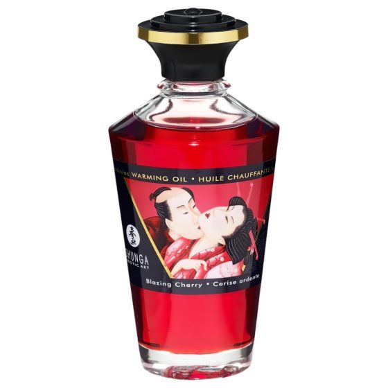 Shunga - hřejivý masážní olej - třešeň (100 ml)