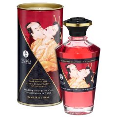   Shunga - hřejivý masážní olej - šampaňské jahoda (100 ml)