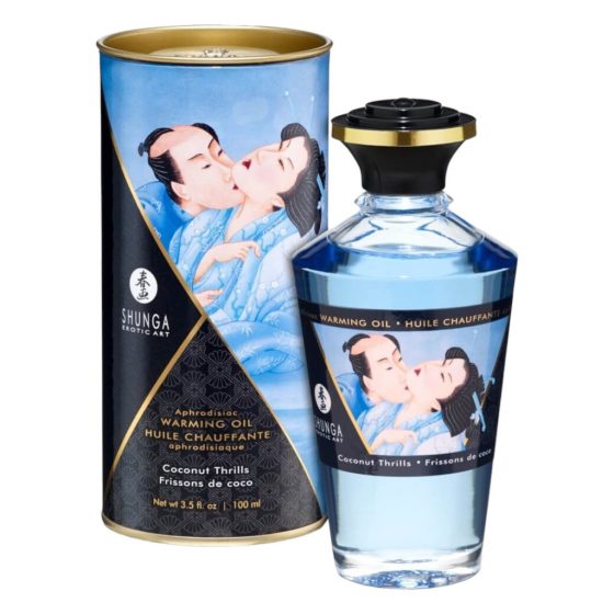 Shunga - hřejivý masážní olej - kokosový (100 ml)