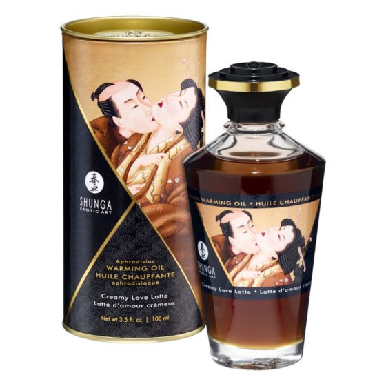 Shunga - hřejivý masážní olej - krémové latté (100 ml)