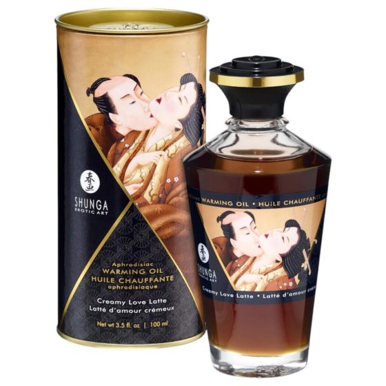 Shunga - hřejivý masážní olej - krémové latté (100 ml)