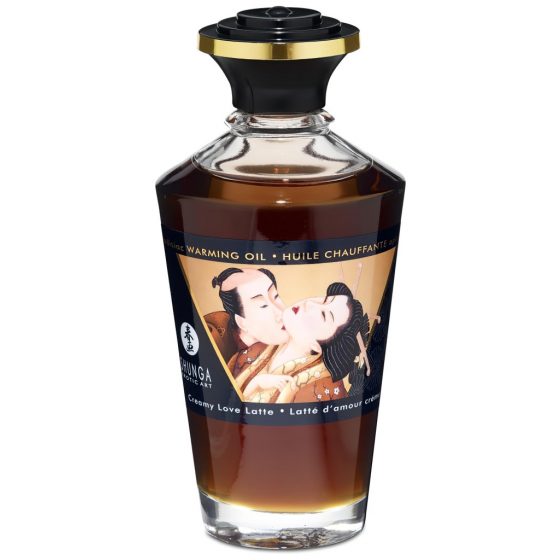 Shunga - hřejivý masážní olej - krémové latté (100 ml)