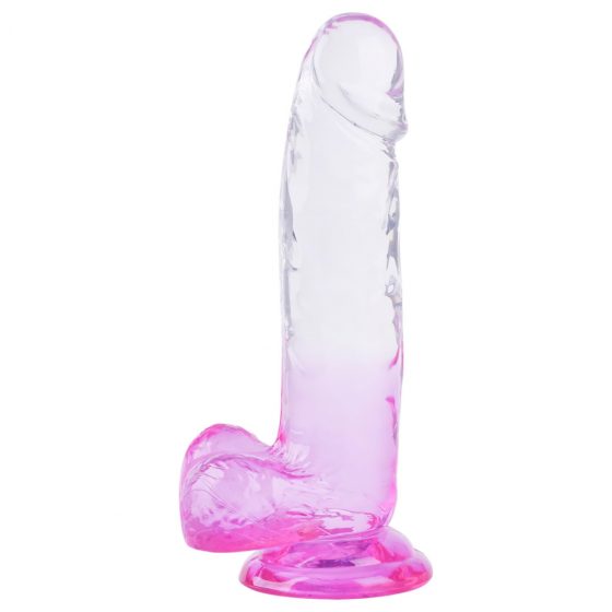 Sunfo - připínací, realistické dildo s varlaty - 22 cm (průsvitné fialové)