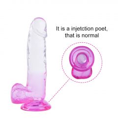   Sunfo - připínací, realistické dildo s varlaty - 22 cm (průsvitné fialové)