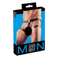 Svenjoyment - Postroj s kroužkem na penis (černý) - M/L