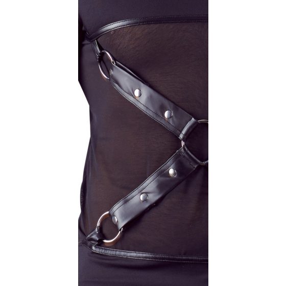 NEK - Pánský top s dlouhým rukávem a křížovým páskem (černý)