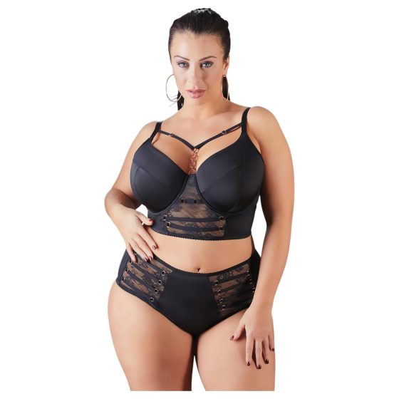 / Cottelli Plus Size - krajková podprsenka s pásky (černá)