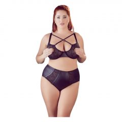   / Cottelli Plus Size - křížená podprsenka a kalhotky (černé)