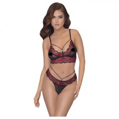 / Cottelli - Red Rose Bra Set (černá)