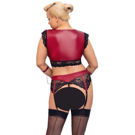 Cottelli Bondage Plus Size - krajková podprsenka (červená a černá)