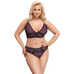   Cottelli Curves Plus Size - průsvitná vzorovaná podprsenka (fialová)