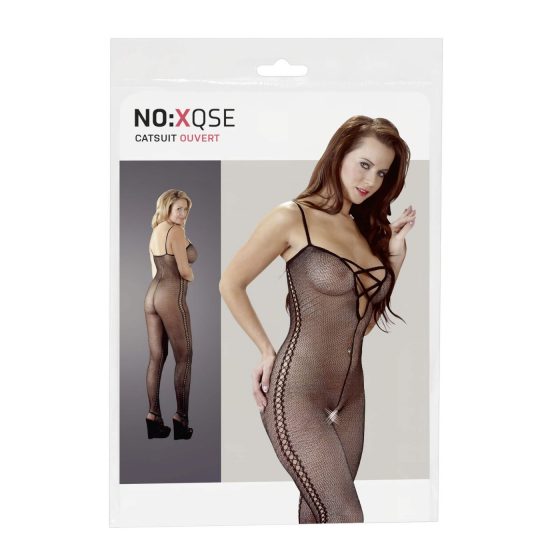 / NO:XQSE - Vzorované bodystocking - černá