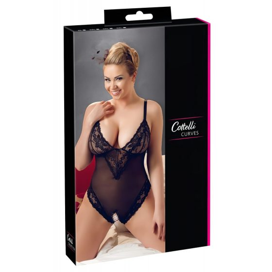 Cottelli Plus Size - krajkované body (černé)