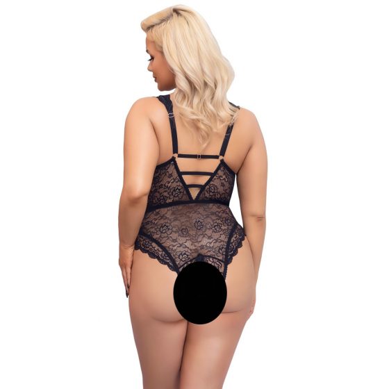 Cottelli Curves Plus Size - průsvitné vzorované body (černé)