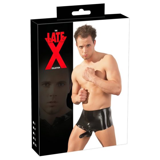 LATEX - boxer s penisovým návlekem (černá)