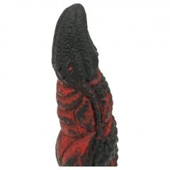   OgazR Hell Dong - drážkované dildo s lepicími polštářky - 20 cm (černo-červené)