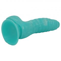   OgazR Sea Serpent - drážkované dildo se svorkou - 17 cm (modro-bílé)