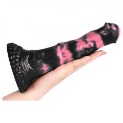   Bad Horse - Silikonové dildo s koňským náčiním - 18 cm (černo-růžové)