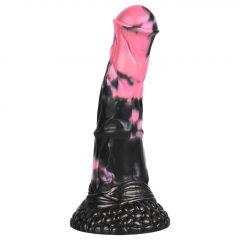   Bad Horse - Silikonové dildo s koňským náčiním - 18 cm (černo-růžové)