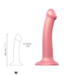   Strap-on-me Metallic Shine M - dildo vhodné pro pokožku - střední (metalická růžová)