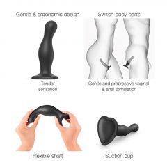   Strap-on-me Curvy S - zvlněné dildo s nožičkami (černé)