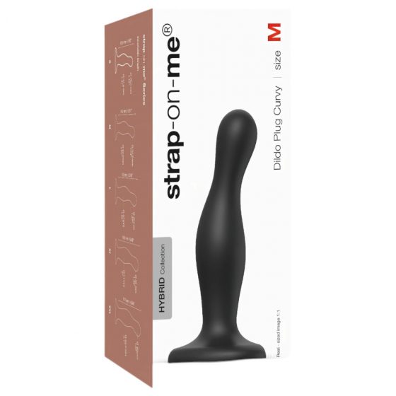 Strap-on-me Curvy M - zvlněné dildo s nožičkami (černé)