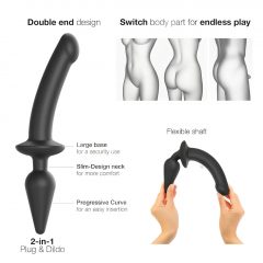   Strap-on-me Swith Semi-Realistic S - silikonové dildo 2v1 (černé)