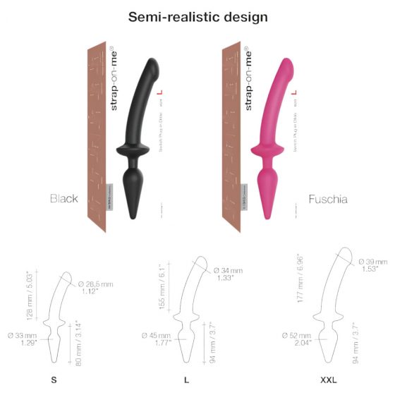 Strap-on-me Swith Semi-Realistic S - silikonové dildo 2v1 (černé)