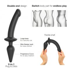   Strap-on-me Swith Semi-Realistic XXL - silikonové dildo 2v1 (černé)