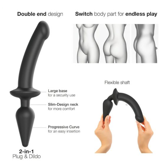 Strap-on-me Swith Semi-Realistic XXL - silikonové dildo 2v1 (černé)